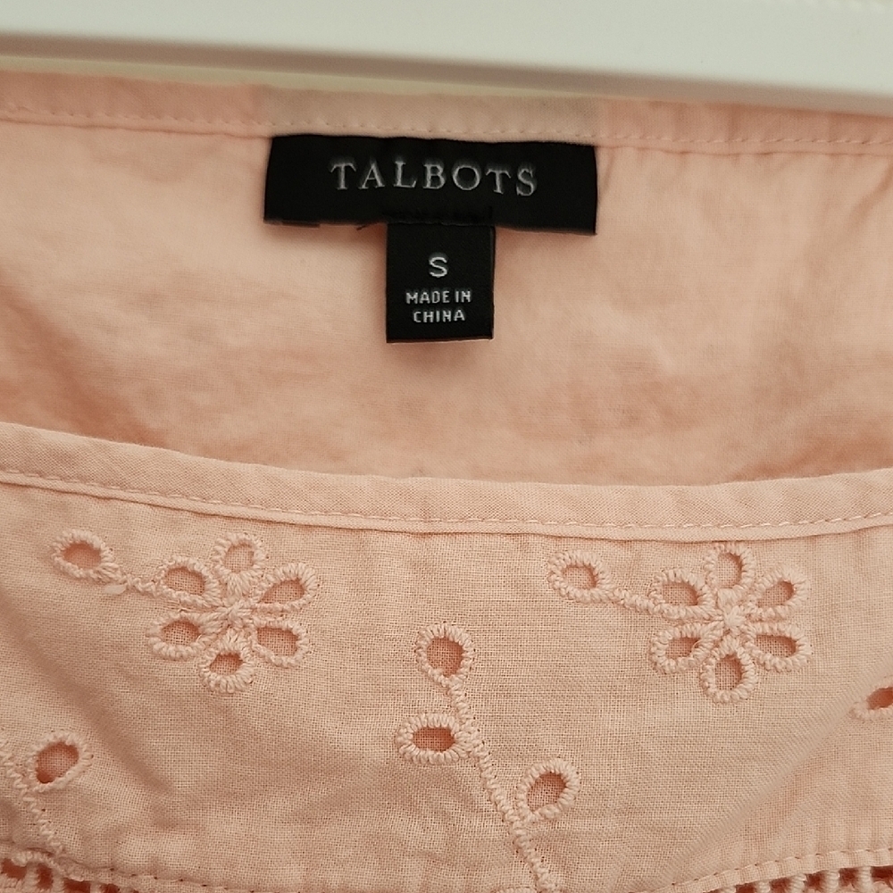 Talbot's Women's Eyelet Square Neck Cotton Top Peach Size Small - Picture 2 of 9
